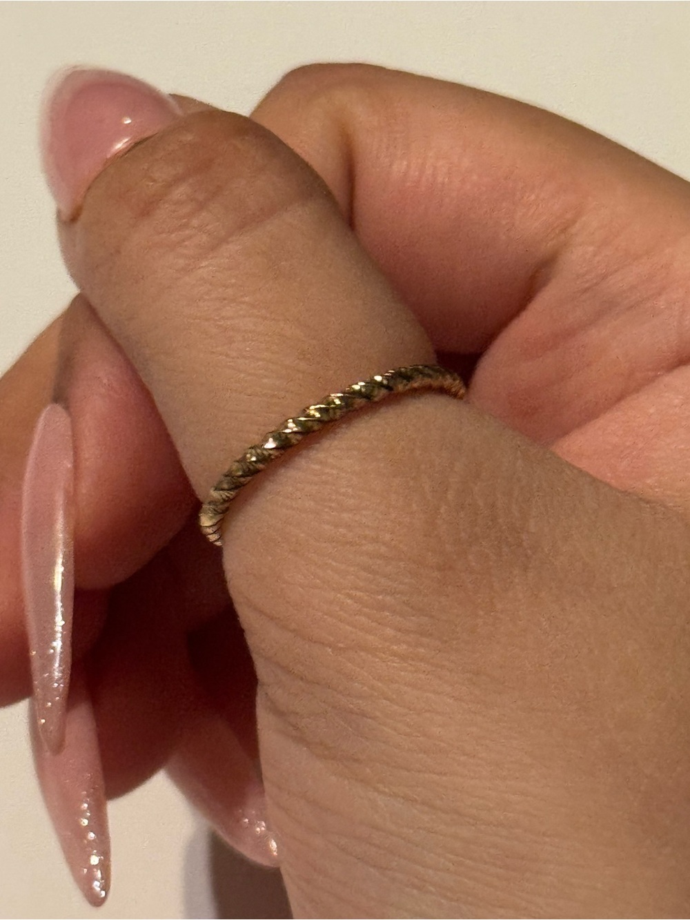 Delicate Twisted Gold Band Ring - Women's Fashion Jewelry Size 10 Ring